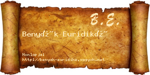Benyák Euridiké névjegykártya